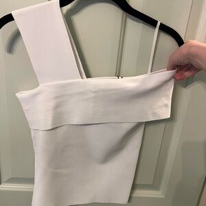 Alice + Olivia - White One Shoulder Sleeveless Crop Top Blouse - Size Medium